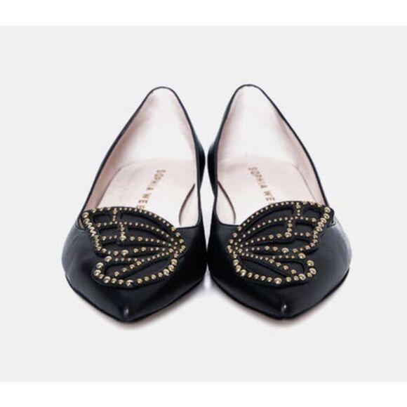 Sophia Webster Butterfly Leather Flat Heel Studs Ballerina in Black NWB Size 37 - Picture 1 of 10